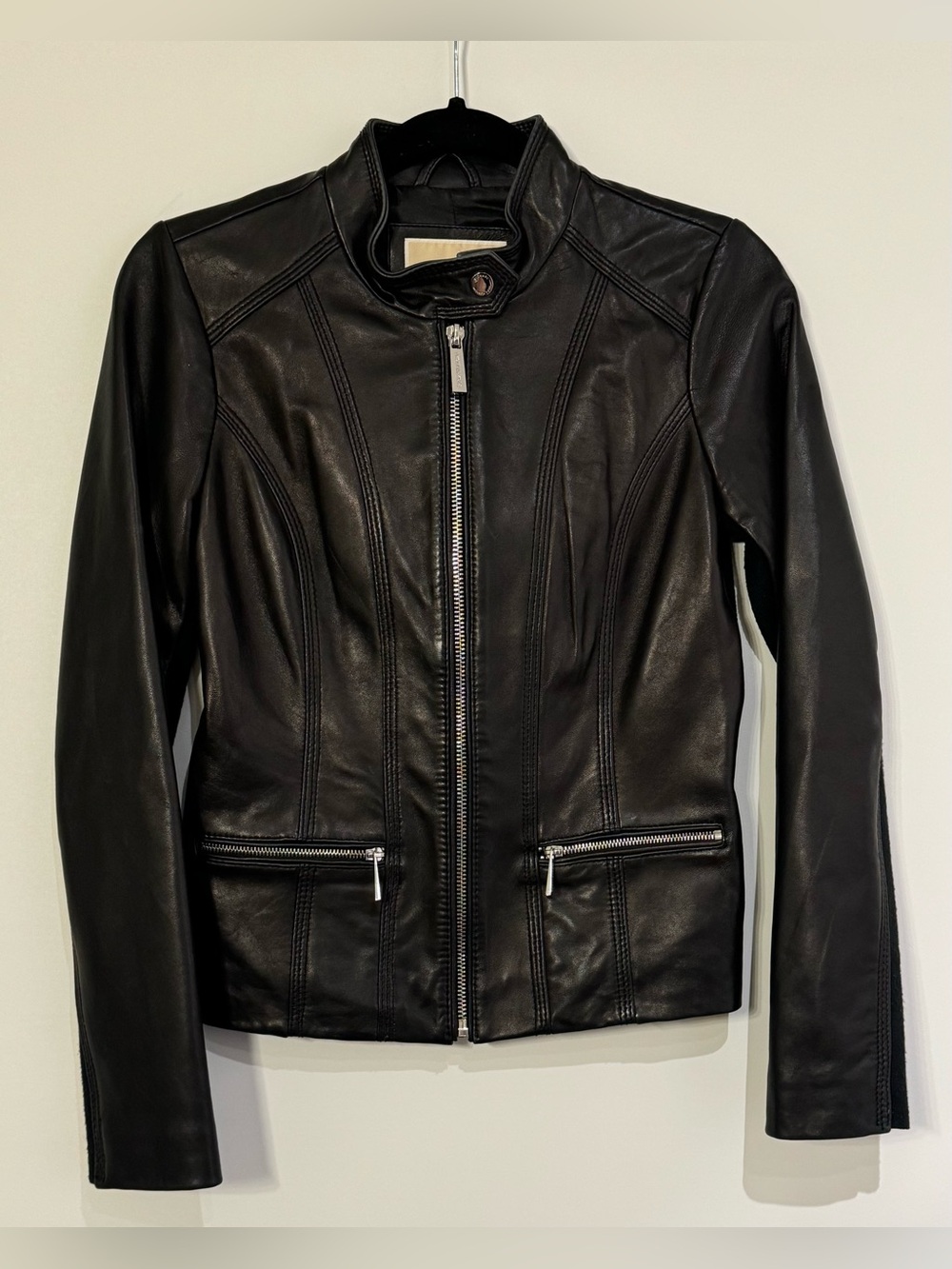 New Authentic Michael Kors Black Leather Jacket – XS